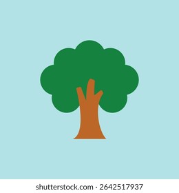 Flat tree icon in green tones, ideal for forest, climate, and oxygen themes.