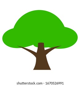 Flache Baumsymbol-Illustration. Einfaches Silhouettensymbol für den Wald oder die Pflanze. Bio-Eichenbaumdesign.