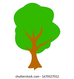 Flat tree icon illustration. Simple forest tree or plant silhouette icon. Organic oak tree nature design.