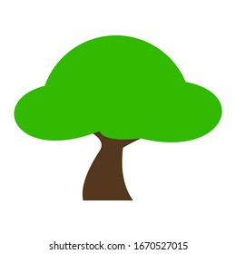 Flat tree icon illustration. Simple forest tree or plant silhouette icon. Organic oak tree nature design.