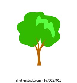 Flat tree icon illustration. Simple forest tree or plant silhouette icon. Organic oak tree nature design.