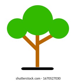 Flat tree icon illustration. Simple forest tree or plant silhouette icon. Organic oak tree nature design.