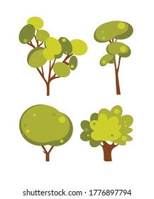 Flat tree icon illustration. Trees forest simple plant silhouette icon. Nature oak organic set design