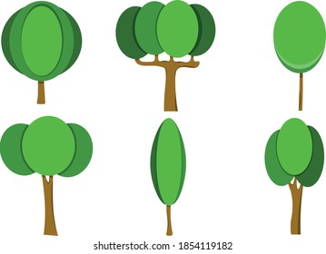 Icono de árbol plano. Árboles silvestres simples silueta de planta. Diseño ecológico de roble natural.