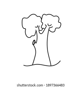 Flat tree icon illustration. Trees forest simple plant silhouette icon. Nature organic design.