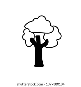 Flat tree icon illustration. Trees forest simple plant silhouette icon. Nature organic design.