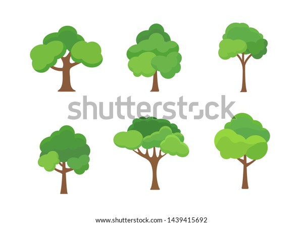 Flat Tree Icon Illustration Trees Forest Stock Vector Royalty Free