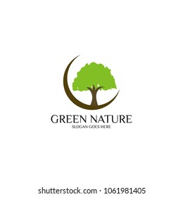 Flat Tree Icon Logo Template Design