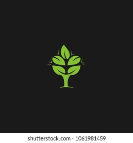Flat Tree Icon Logo Template Design
