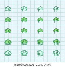 Paquete de iconos de árbol plano: árboles, hojas, Naturaleza, bosque, planta y Elementos de plantas
