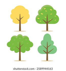 Flat Tree Icon Set – Minimalistic Seasonal Trees.