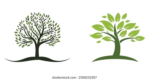 Flat Tree Icon Set. Vector Logo Shapes
