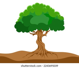 Árbol plano en la ilustración del suelo