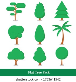 Flat tree set isolated on white background. Flat style vector illustration.