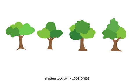Silueta plana de árbol aislada en un fondo blanco. Ilustración vectorial. EPS10