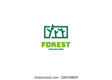 Flat trees forest green nature logo design vector illustration idea