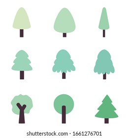 Flat trees icon illustration. Flat forest tree nature plant. Can be used to illustrate any nature. 
