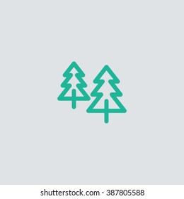 Flat trees icon for map, cartography, app or web. Vector sign.