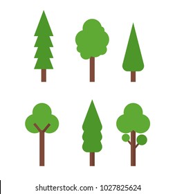 flat trees illustration set