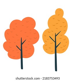 Flat trees. Isolated on a white background. sticker. Cute vector illustration.