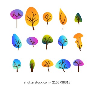 Flat trees in modern gradient flat design