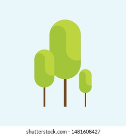 Flat trees set. Flat forest tree nature plant 