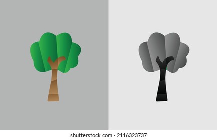 Flat trees set. Flat forest tree nature plant isolated eco foliage. Vector icons.