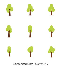Flat trees set vector art illustration collection