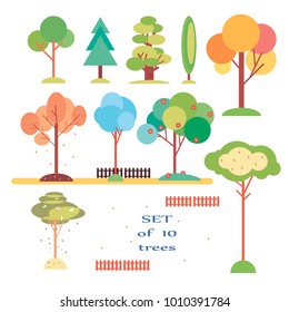 Flat Trees Set Vector Illustration EPS 8