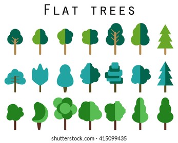 Flat trees. Vector icons.