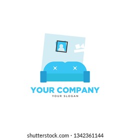 flat trendy couch logo template