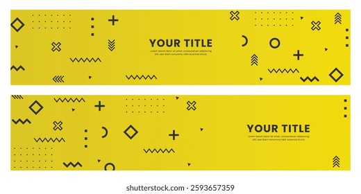 Flat trendy design geometric horizontal yellow banner