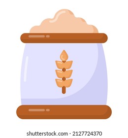 Flat trendy editable vector of wheat sack 

