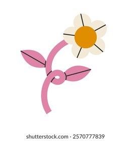 Flat trendy flower. Sorry sticker. Vector illustration isolated on white background.