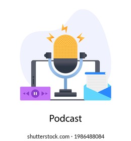 A flat trendy icon of audio cast