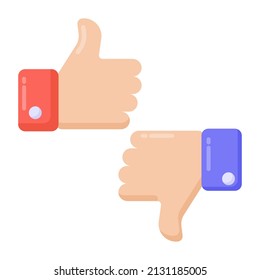 A flat trendy icon of thumbs feedback

