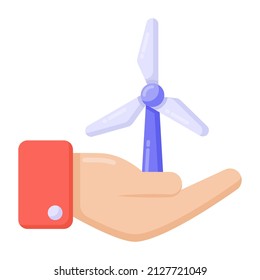 Flat trendy icon of windmill, renewable energy 

