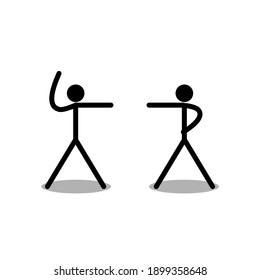 Palos de combate de moda y plana aislados. Stickmen fondo para tu logo de diseño de sitio web, aplicación, UI. Ilustración del icono del vector, EPS10.