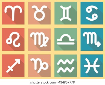 Flat trendy zodiac symbols with shadows