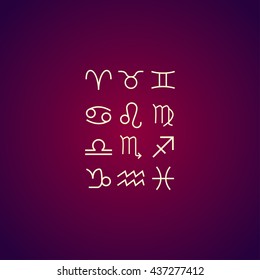 Flat trendy zodiac symbols with shadows. illustration