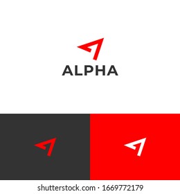 Flat triangle logo design concept with number one negative space. First media logomark illustration template. Can representing tech, letter a, wing, fast, sport, travel, and adventure.