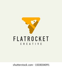 flat triangle rocket logo - vector design on a light background