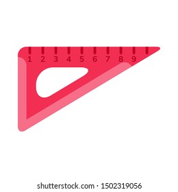 Flat triangle ruler icon isolated on white background. Non-equilateral triangle. Element for graphic and web design. Vector illustration.