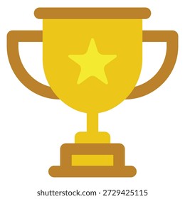 Ícone de prêmio de troféu plano por sucesso, vitória e conquista.