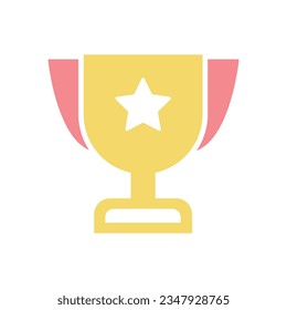 Flat Trophy Icon Symbol Vector Illustration