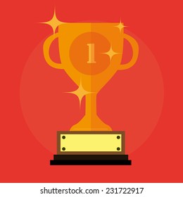 Flat Trophy With Stars And Number One