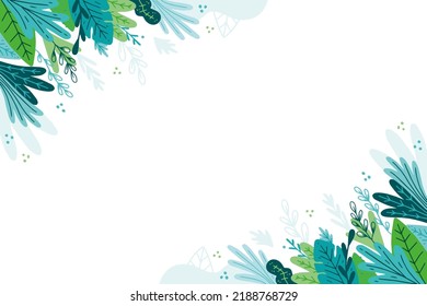 flat tropical leaves background with copy space