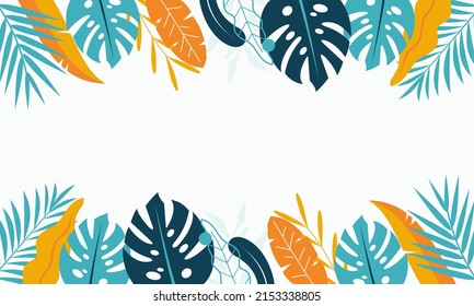 Vector de fondo de hojas tropicales planas