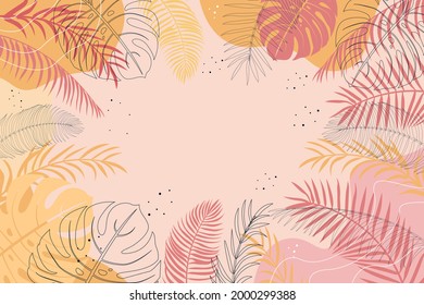 Flat Tropical Leaves With Style Abstract Background