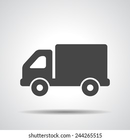 flat truck icon button on a grey background